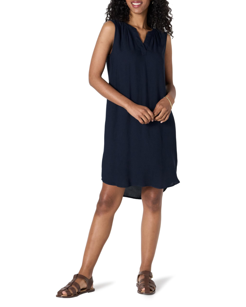 Shelby Robe Droite Femme Sans Manches – Robe Fluide 100% Viscose Col V Légère