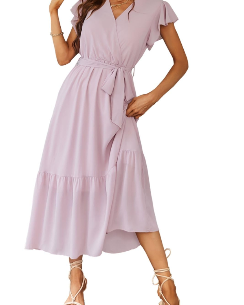 Anita Abito Maxi Donna – Abito Bohemien Fiorito Scollo a V Volant Cintura Estate