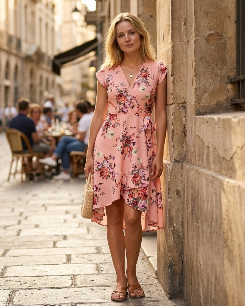 Rochie Sofia Fleurie pentru femei – Rochie petrecută cu mâneci petală, elegantă de vară