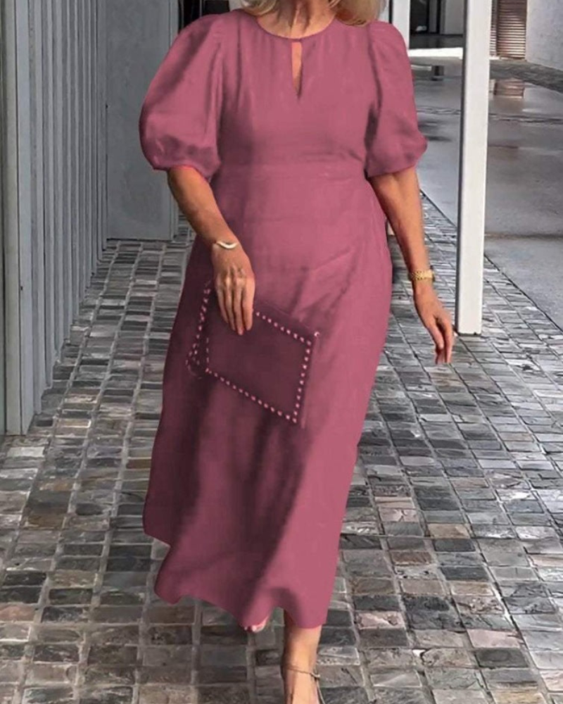 Vestido Midi Rosenda para Mulher – Vestido Elegante Fluido com Mangas 3/4 e Estilo Chic