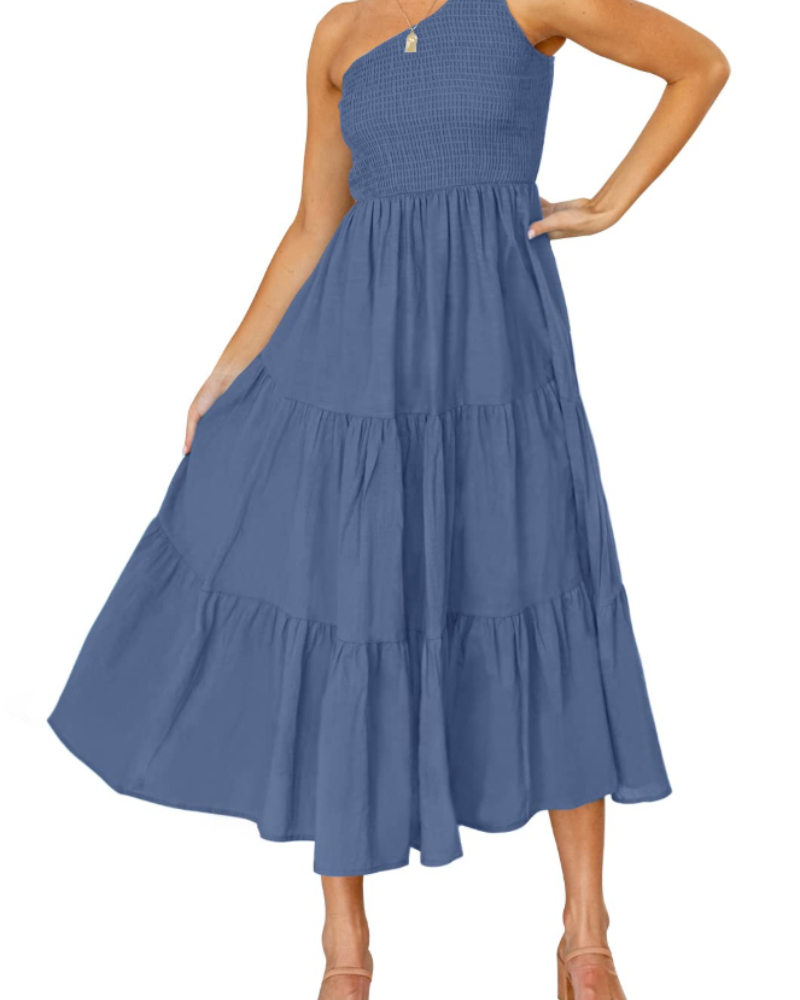 Sukienka maxi ZsaZsa Bohème damska – sukienka na jedno ramię z falbanami, krój A-linia i elegancka na lato