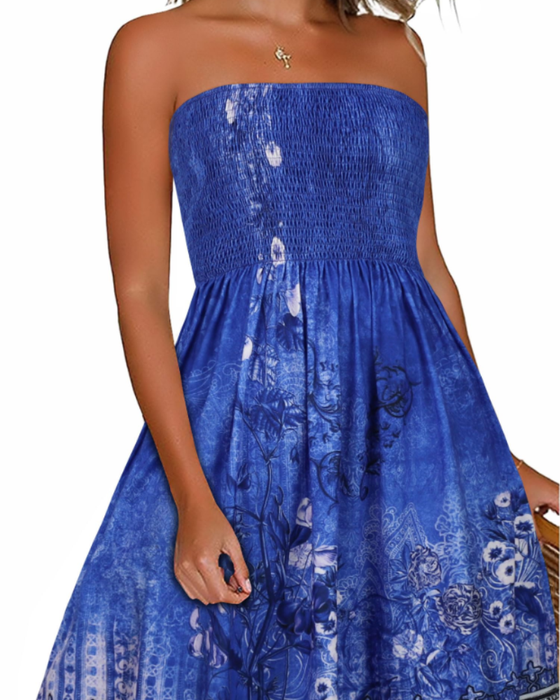 Rochie Lissa pentru femei – Rochie de vară fără bretele, stil boem, umeri goi, croială fluidă