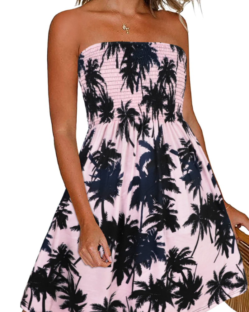 Rochie Lissa pentru femei – Rochie de vară fără bretele, stil boem, umeri goi, croială fluidă