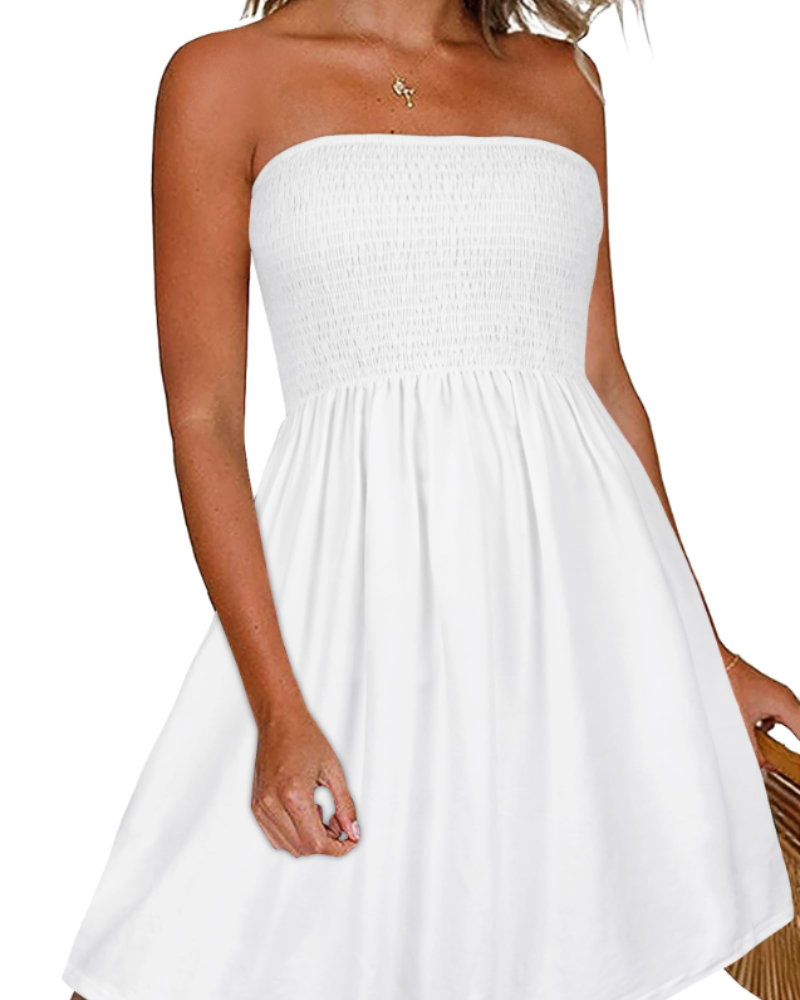 Rochie Lissa pentru femei – Rochie de vară fără bretele, stil boem, umeri goi, croială fluidă