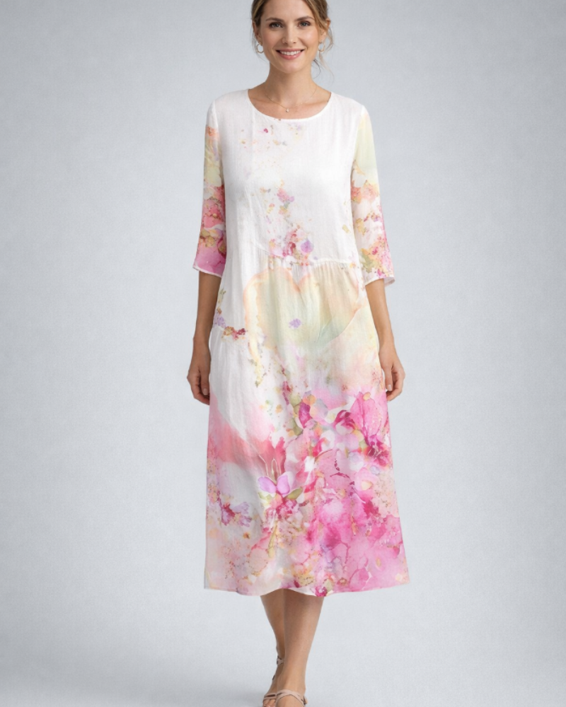Vestido Paloma Feminino Elegante – Vestido Floral em Algodão, Corte Que Valoriza & Estilo Intemporal