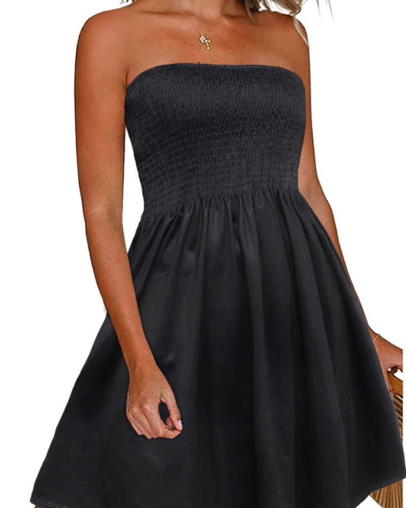 Rochie Lissa pentru femei – Rochie de vară fără bretele, stil boem, umeri goi, croială fluidă