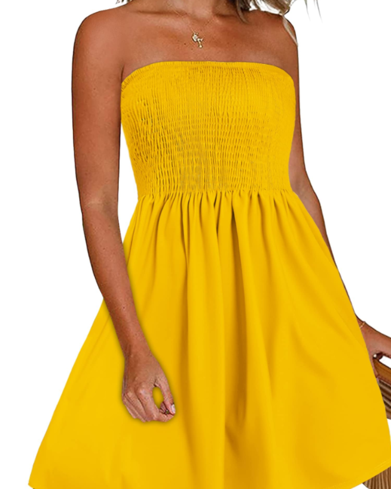 Rochie Lissa pentru femei – Rochie de vară fără bretele, stil boem, umeri goi, croială fluidă