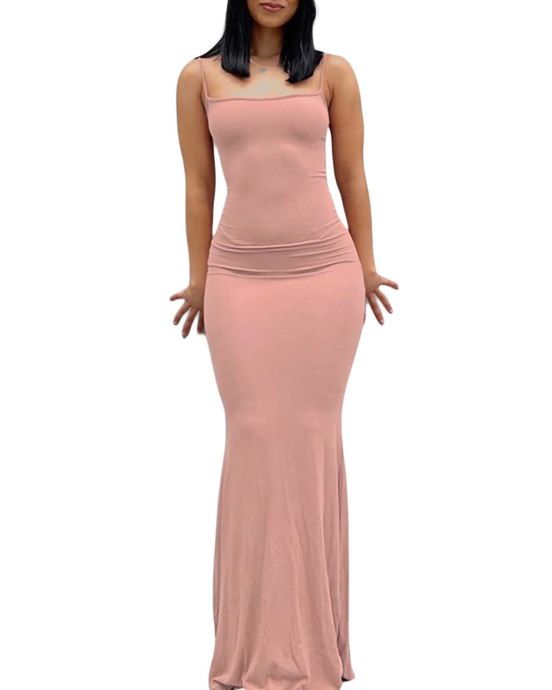 Aled Robe Femme – Bodycon Maxi Col V Bretelles Fines, Coupe Moulante Élégante Soirée