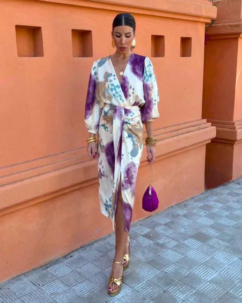 Set Larissa pentru femei – Set 2 piese violet cu decolteu în V, croială elegantă și stil sofisticat