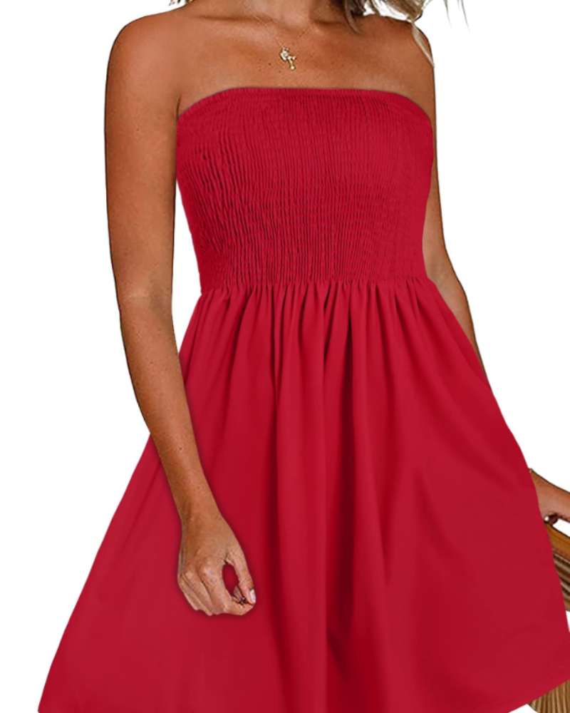 Rochie Lissa pentru femei – Rochie de vară fără bretele, stil boem, umeri goi, croială fluidă