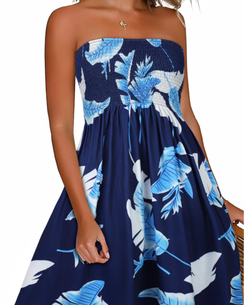 Rochie Lissa pentru femei – Rochie de vară fără bretele, stil boem, umeri goi, croială fluidă