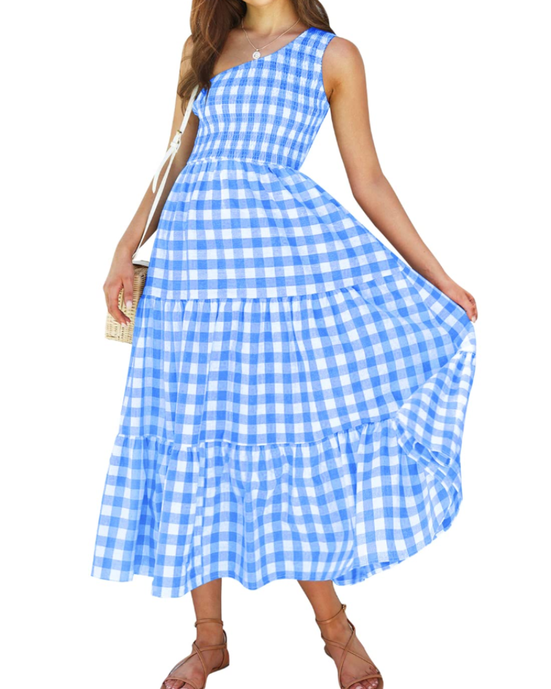 Sukienka maxi ZsaZsa Bohème damska – sukienka na jedno ramię z falbanami, krój A-linia i elegancka na lato