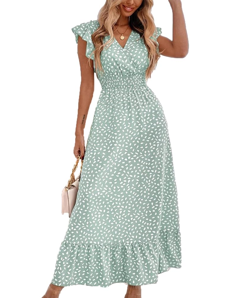 Vestido Maxi Gina para Mulher – Decote em V Floral, Mangas Pétala e Cintura Elástica Fluida de Verão