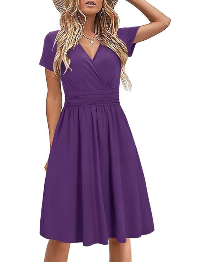 Genesis Women's Robe – Floral Print, Crossed V-Neck & Pockets Elegant A-Line Cut
