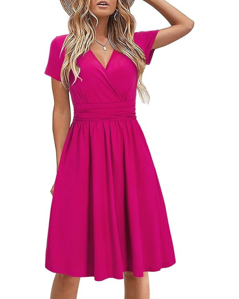 Genesis Women's Robe – Floral Print, Crossed V-Neck & Pockets Elegant A-Line Cut