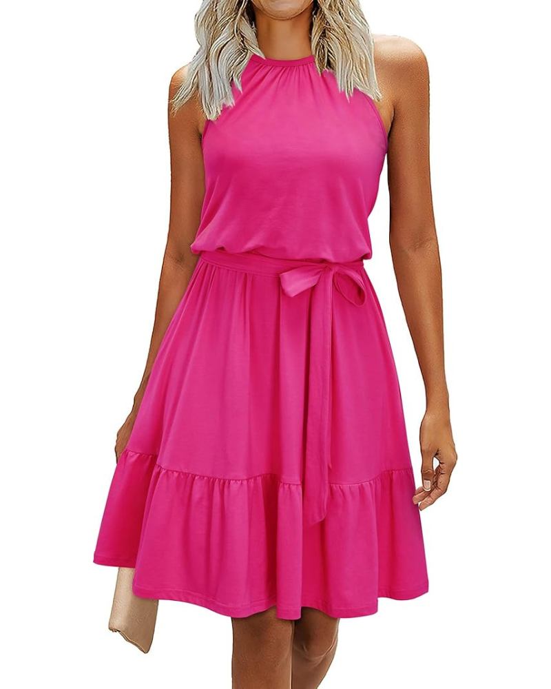 Bloom Bata Mujer – Cuello Halter, Estampado Floral y Bolsillos Corte A-Line Largo a la Rodilla