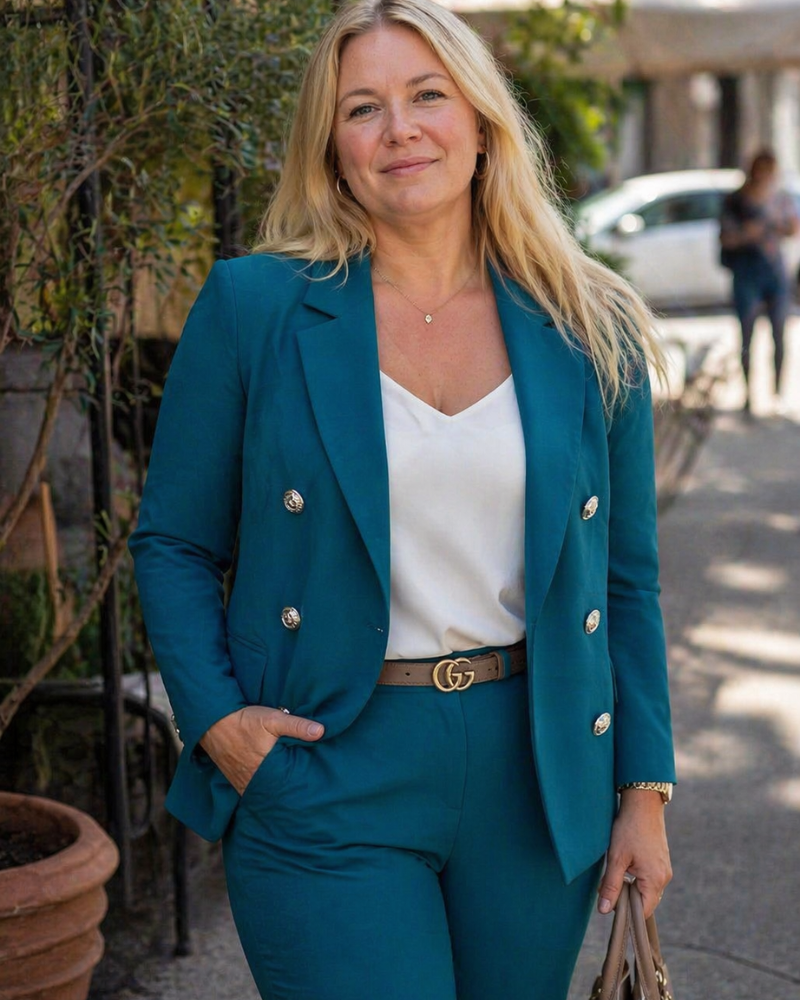 Felena Tailleur Femme Curvy Grande Taille – Ensemble Chic Veste Élégante & Pantalon Ajusté Moderne