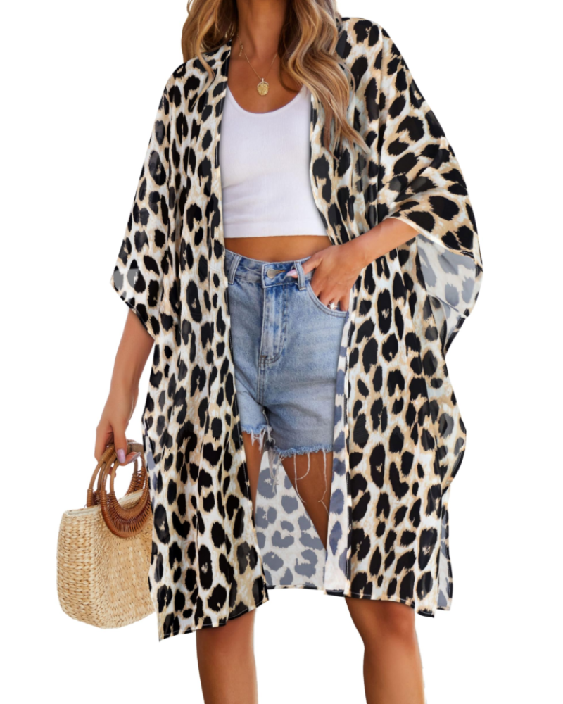 Orélisse Kimono Femme en Mousseline – Cache-Maillot Fleuri Bohème Léger
