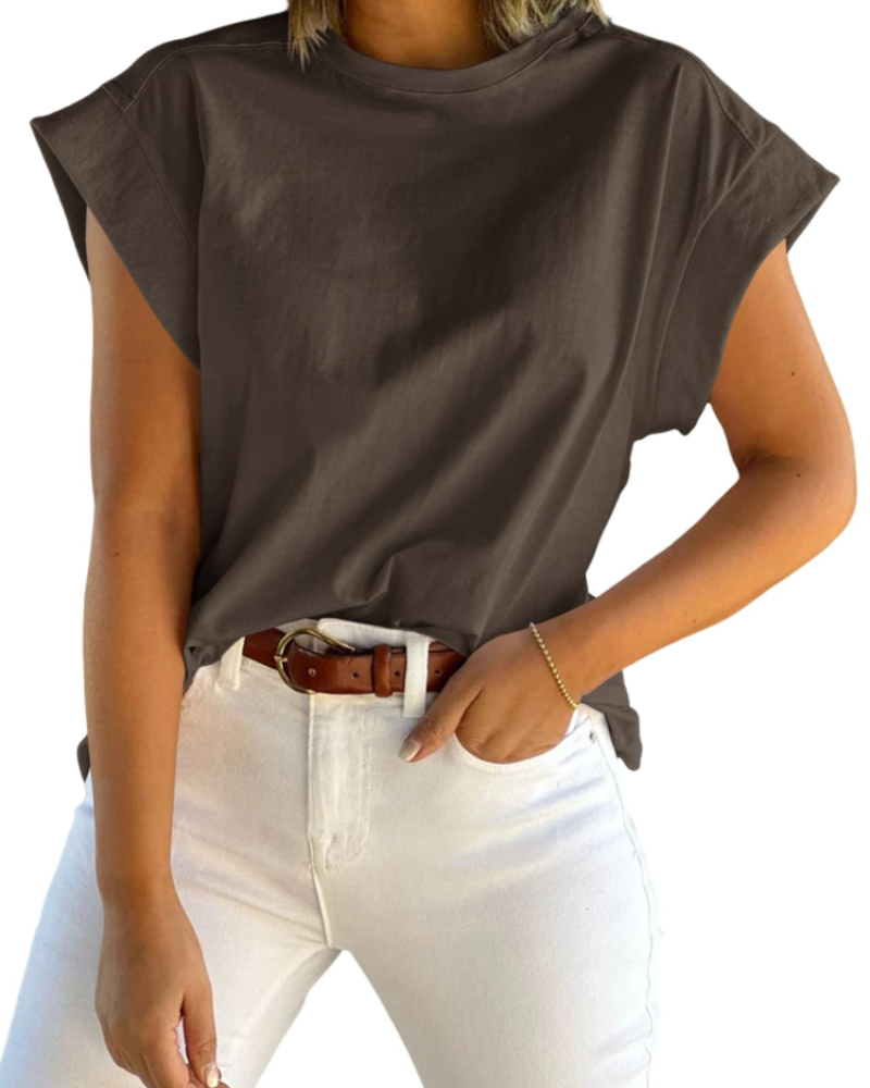 Damski T-shirt Nolwenn – luźny fason z krótkim rękawem i okrągłym dekoltem
