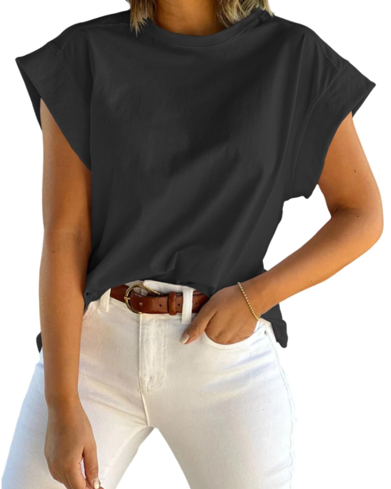 Damski T-shirt Nolwenn – luźny fason z krótkim rękawem i okrągłym dekoltem
