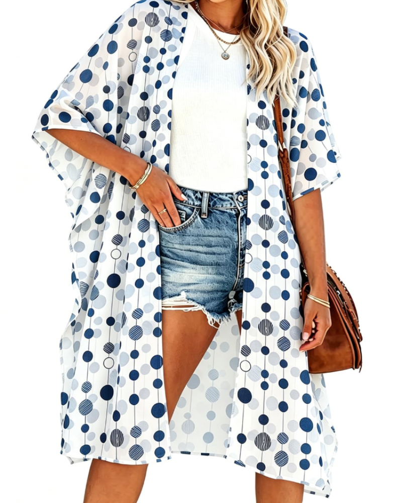 Orélisse Kimono Femme en Mousseline – Cache-Maillot Fleuri Bohème Léger
