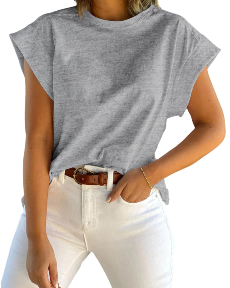 Damski T-shirt Nolwenn – luźny fason z krótkim rękawem i okrągłym dekoltem