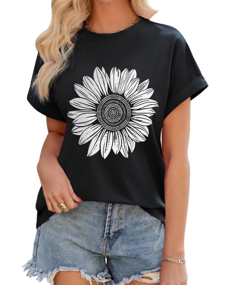 Tricou de vară pentru femei Madison – Oversize cu dungi, bumbac, guler rotund