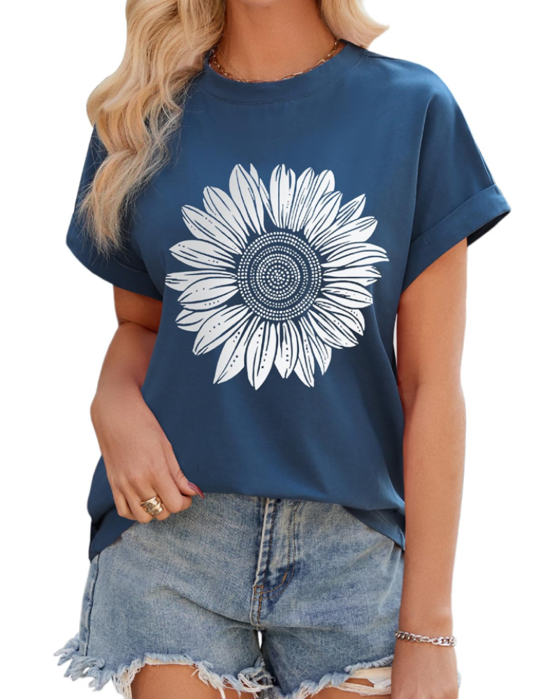 Tricou de vară pentru femei Madison – Oversize cu dungi, bumbac, guler rotund