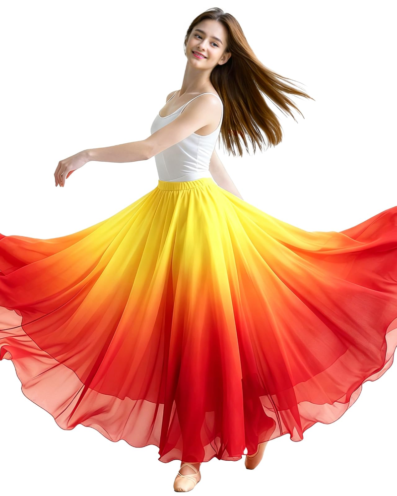 Dámská taneční sukně Isadora – splývavý šifon, elastický pas, flamenco a orientální tanec