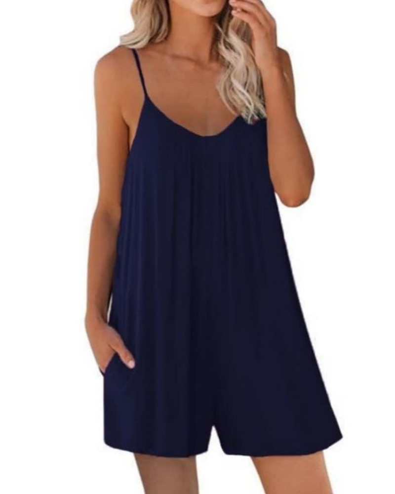 Seraphina Combishort Femme – Bretelles Fines Réglables, Coupe Ample, Jambes Larges & Poches