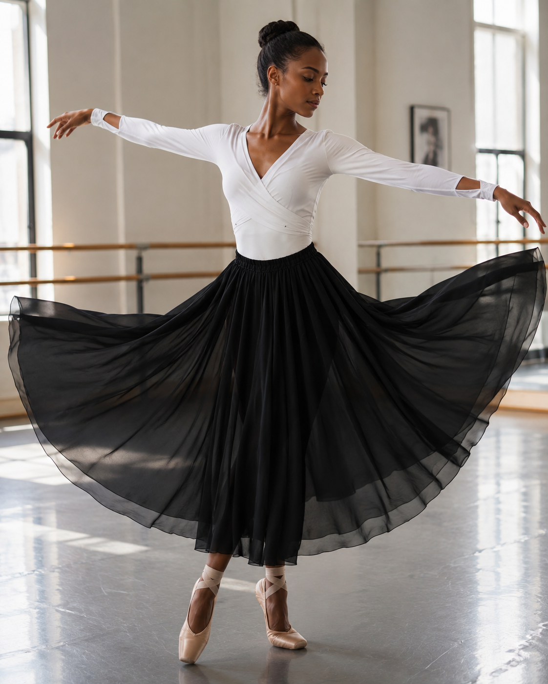 Dámská taneční sukně Isadora – splývavý šifon, elastický pas, flamenco a orientální tanec