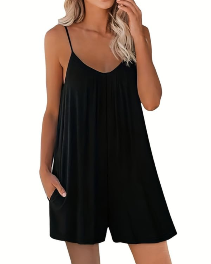 Seraphina Combishort Femme – Bretelles Fines Réglables, Coupe Ample, Jambes Larges & Poches