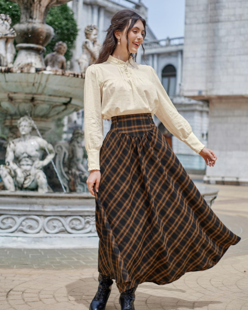 Marigold Gonna lunga da donna – chiffon bohémien, vita alta elasticizzata, foderata e svasata