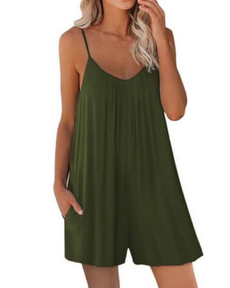 Seraphina Combishort Femme – Bretelles Fines Réglables, Coupe Ample, Jambes Larges & Poches