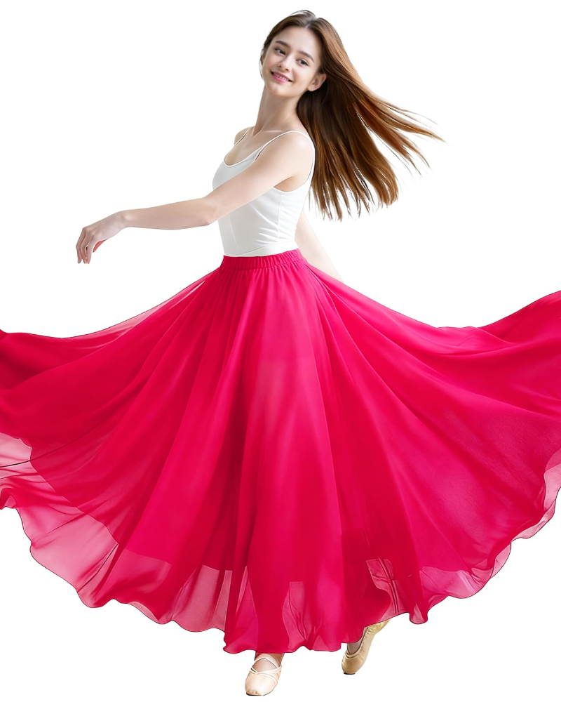Dámská taneční sukně Isadora – splývavý šifon, elastický pas, flamenco a orientální tanec