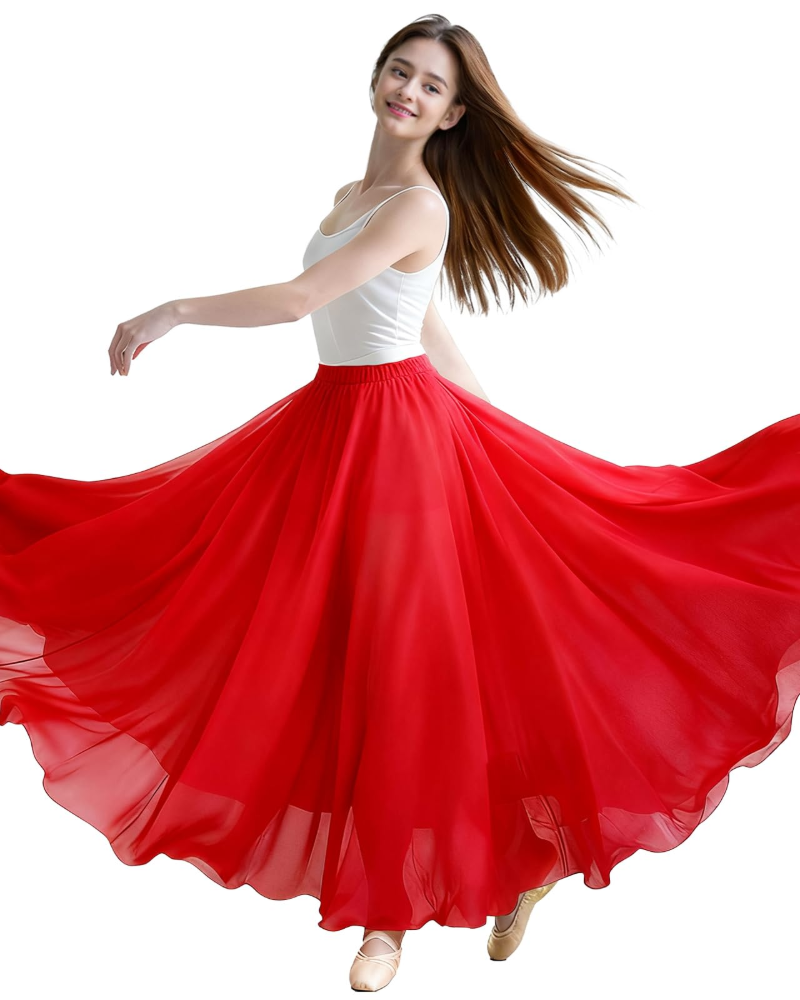 Dámská taneční sukně Isadora – splývavý šifon, elastický pas, flamenco a orientální tanec