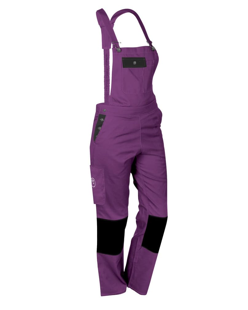 Henrietta Women’s Work Overalls – Pink & Black, Tool Holder, Phone Pocket, Size M