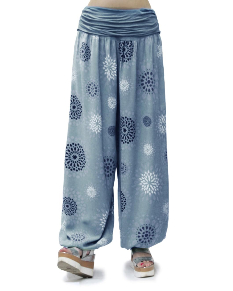 Bellamy Pantalon Sarouel Femme – 100% Viscose Coupe Ample Taille Élastique Yoga Été