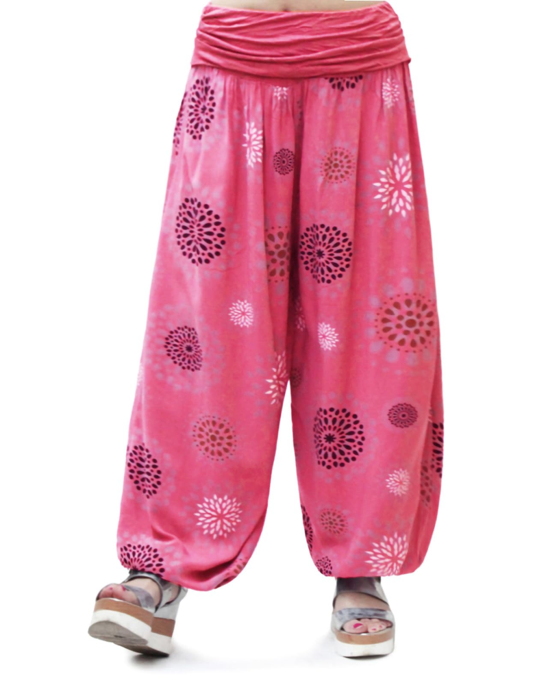 Bellamy Pantalon Sarouel Femme – 100% Viscose Coupe Ample Taille Élastique Yoga Été