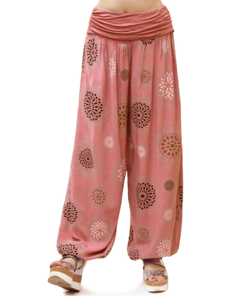 Bellamy Pantalon Sarouel Femme – 100% Viscose Coupe Ample Taille Élastique Yoga Été