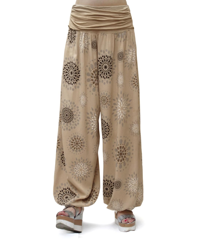 Bellamy Pantalon Sarouel Femme – 100% Viscose Coupe Ample Taille Élastique Yoga Été