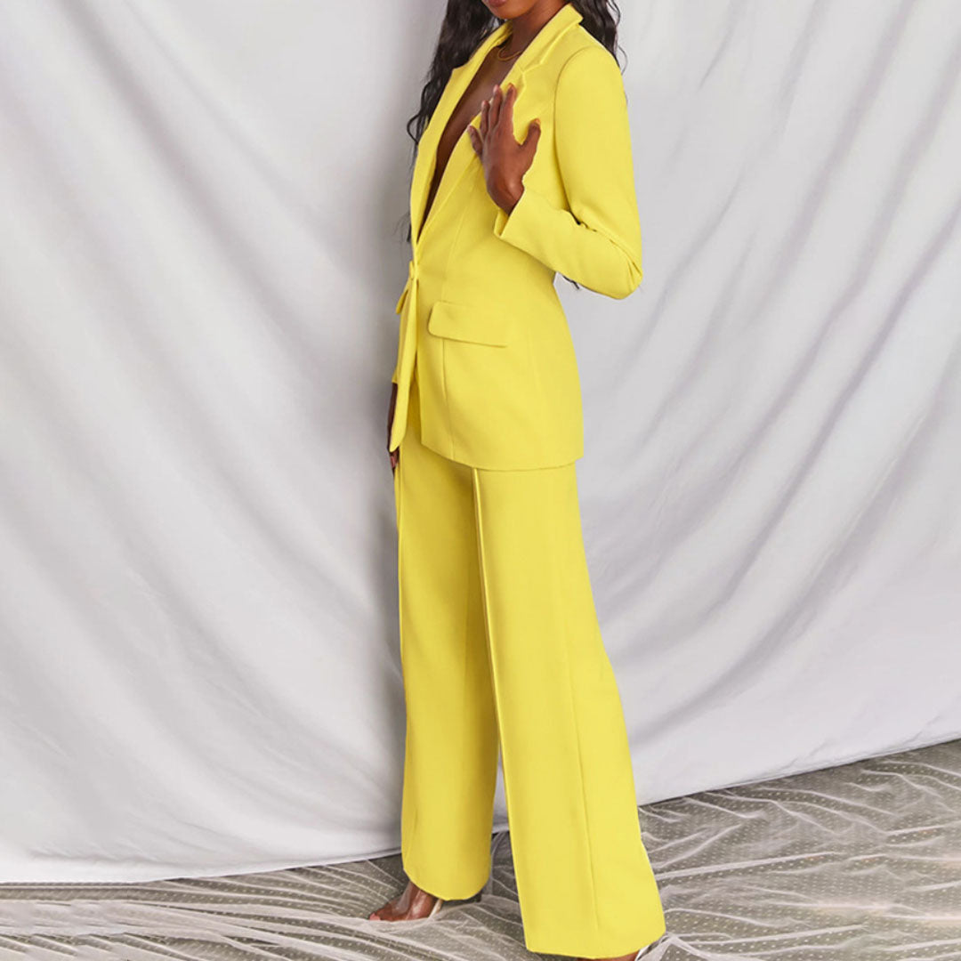 Aitana Ensemble Femme Sacou & Pantalon – Ținută Șic cu Pantaloni Largi pentru Birou & Evenimente