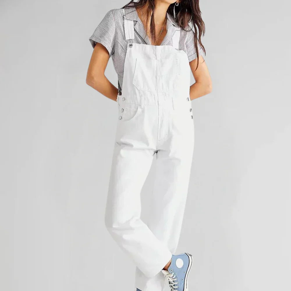 Charlotte Combinaison en Jean pour Femme – Élégante et Confortable, Coupe Cintrée avec Patte de Boutonnage