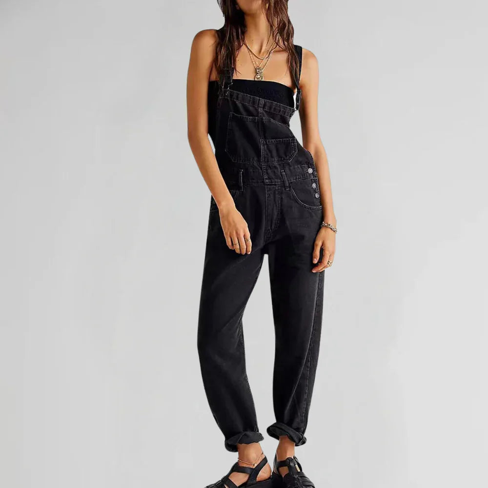 Charlotte Combinaison en Jean pour Femme – Élégante et Confortable, Coupe Cintrée avec Patte de Boutonnage