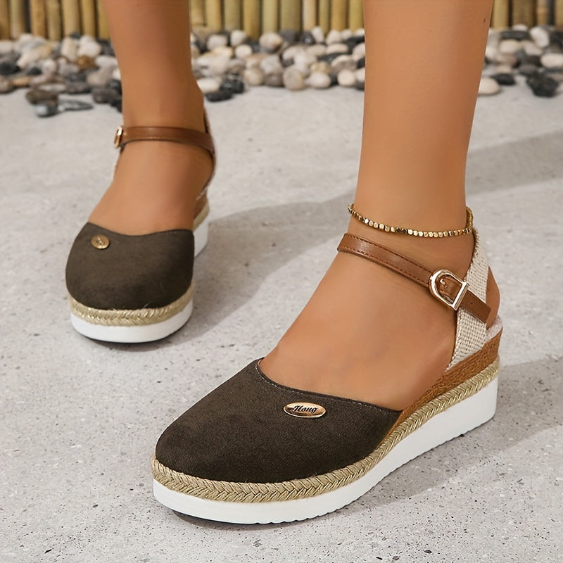 Zanira Sandales Femme – Sandalen mit Keilabsatz, geschlossene Spitze, schick und bequem für den Sommer