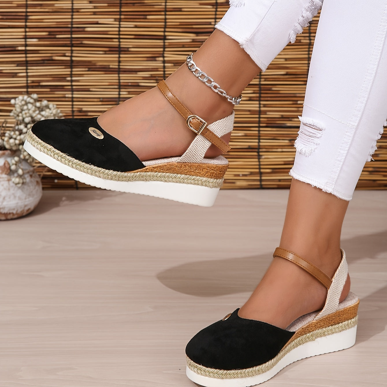 Zanira Sandales Femme – Sandalen mit Keilabsatz, geschlossene Spitze, schick und bequem für den Sommer