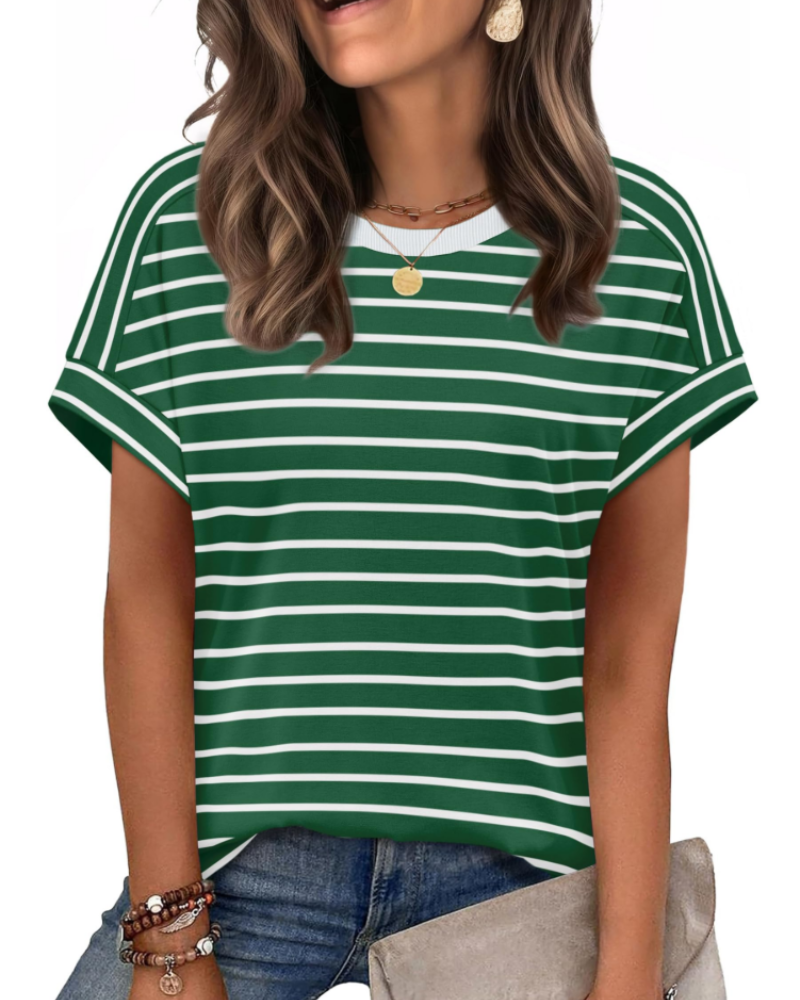 Zaria Top Femme – Tricou casual chic cu guler rotund, croială lejeră și mâneci scurte de vară