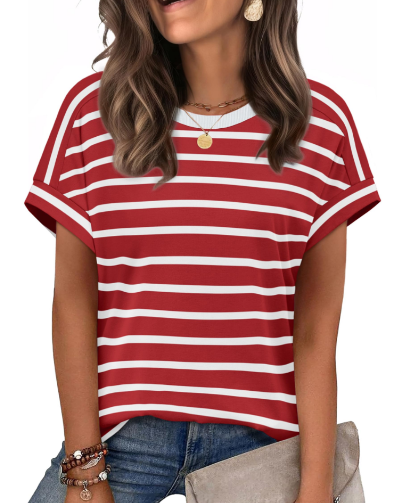 Zaria Top Femme – Tricou casual chic cu guler rotund, croială lejeră și mâneci scurte de vară