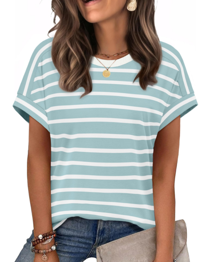Zaria Top Femme – Tricou casual chic cu guler rotund, croială lejeră și mâneci scurte de vară