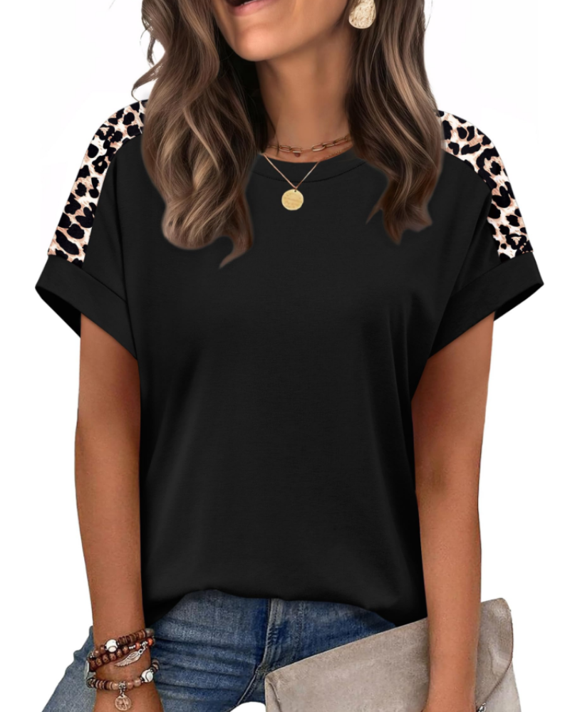 Zaria Top Femme – Tricou casual chic cu guler rotund, croială lejeră și mâneci scurte de vară